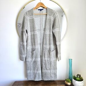 Apt 9 Womens's Gray Oatmeal Plaid Cardigan Open Front Sweater Casual Size M
